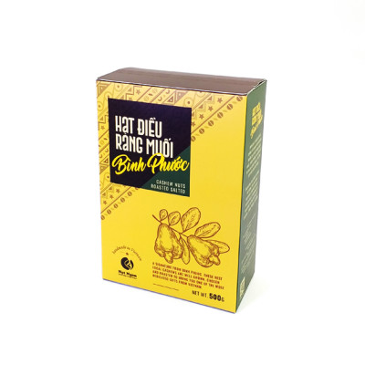 Hạt Điều vỏ lụa rang muối Bình Phước, loại A+, hộp giấy 500g chuyên dùng biếu tặng