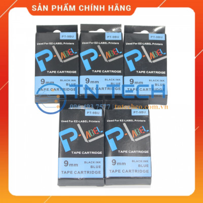 Nhãn in CASIO PT-9BU - Chữ đen nền xanh dương 9MM x 8M - Dùng cho máy in nhãn CASIO [Hàng nhập khẩu]