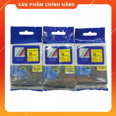 Nhãn In HZE-S611 - Đen nền vàng 6mm x 8m - Dùng cho máy in BROTHER - AIMO - PUTY [Hàng nhập khẩu]