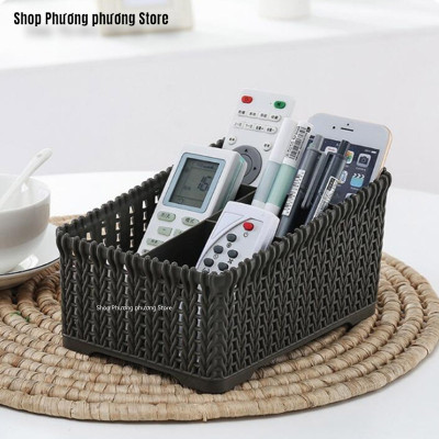 Khay đựng mỹ phẩm cao cấp nhiều ngăn kiểu dáng mây đan HÀN QUỐC ( Tặng vỉ dán tường )