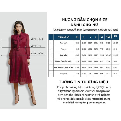 Đầm dáng xòe Emspo, cổ vuông, tay bồng, đính nơ thân sau DM4083