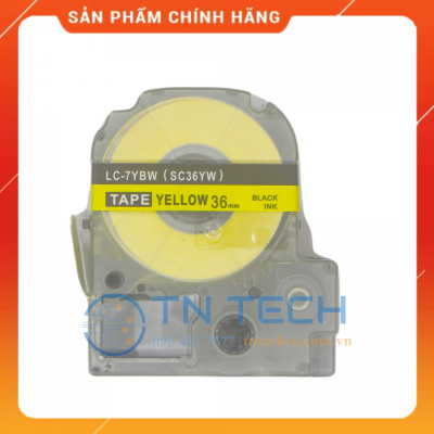 NHÃN IN TEPRA-EPSON LC-7YBW (SC36YW) – CHỮ ĐEN NỀN VÀNG 36MM X 8M [Hàng nhập khẩu]