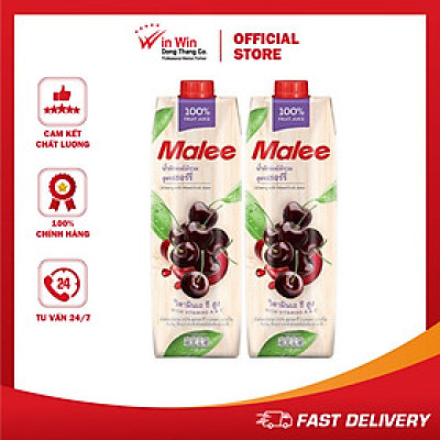 COMBO 2 Hộp Nước Ép Cherry Và Hỗn Hợp Rau Quả Malee 1L | Malee 100% Mixed Vegetable and Fruit Juice Cherry 1L