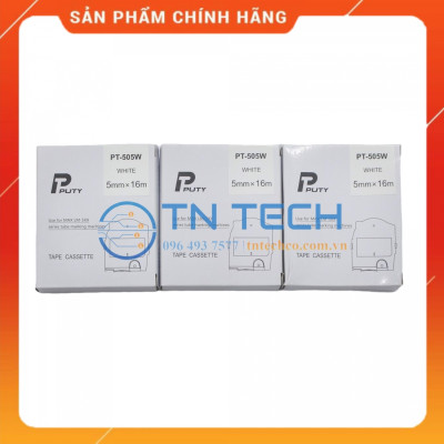 Nhãn in MAX PT-505W - Chữ đen nền trắng 5MM x 16M - Dùng cho máy in ống MAX [Hàng nhập khẩu]