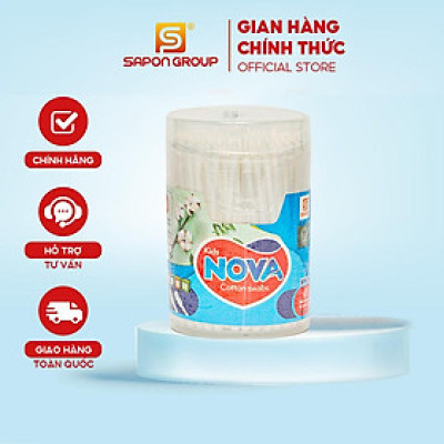 Tăm Bông Vệ Sinh NOVA Hộp Vát Size M – Combo Lố 12 Hộp x 160 Que (TB01-017), Đầu Bông Mịn, Không Rụng Sợinova