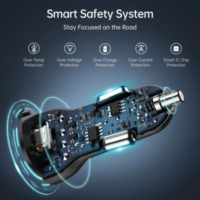 Tẩu sạc Choetech TC0005 nhanh trên ô tô 38W 2 cổng USB A+ Type C (Hàng chính hãng)