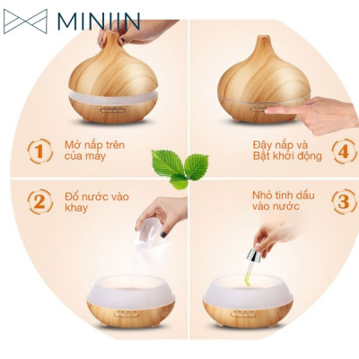 Máy Xông Tinh Dầu Cao Cấp Bầu Tiên Sang Trọng Siêu Âm 550ml - Giúp Khuếch Tán Tỏa Hương Thơm Phòng Ngủ- Nhà Hàng-Khách Sạn- Spa- Tặng Kèm Điều Khiển - Hàng Chính Hãng MINIIN