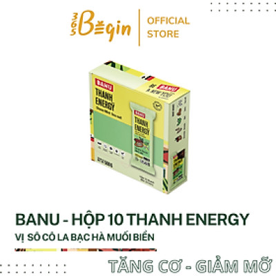BANU - THANH ENERGY BAR - SÔ CÔ LA BẠC HÀ MUỐI BIỂN - HỘP (10 THANH)