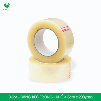 BK2A - 3 cuộn băng keo trong khổ 4.8cm x 200yard - Băng dính đóng hàng, băng keo khổ lớn