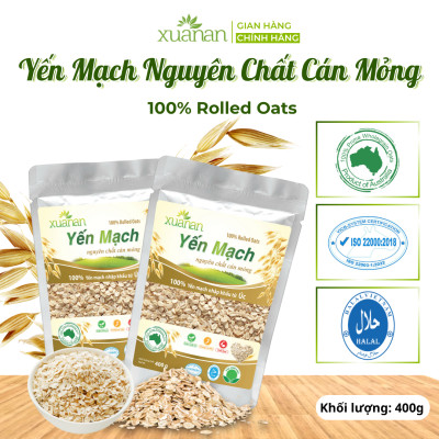 Yến Mạch Nguyên Chất Cán Mỏng Xuân An [ko đường]Túi 400G(Tặng 1 Túi Yến Mạch 150G)