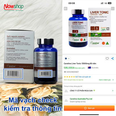 Liver Tonic 13000mg Careline hộp 60 viên cải thiện chức năng gan giúp giải độc mát gan hạ men gan
