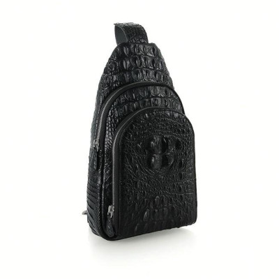 Túi đeo trước nam da cá sấu Huy Hoàng màu đen HC6285