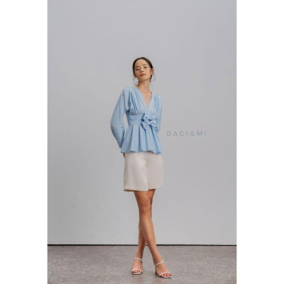 Baciami-Áo Kiểu Nơ Eo Tay Dài