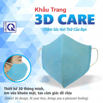 KHẨU TRANG Y TẾ NGƯỜI LỚN VẢI 3D CARE (COMBO 10 CÁI) CHÍNH HÃNG RANDO