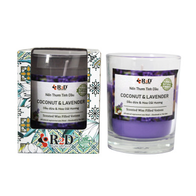 Nến Thơm, Tinh Dầu Coconut-Lavender, Nến Thư Giãn [Ly 300g], Đến Từ Shop R2D, Thành Phần Tự Nhiên, Lành Tính.