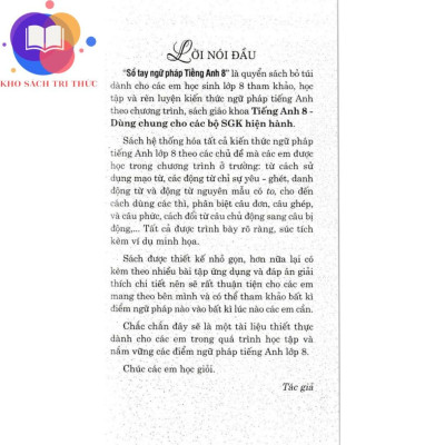 Sách - sổ tay tiếng anh lớp 8 (dùng chung cho các bộ SGK hiện hành)