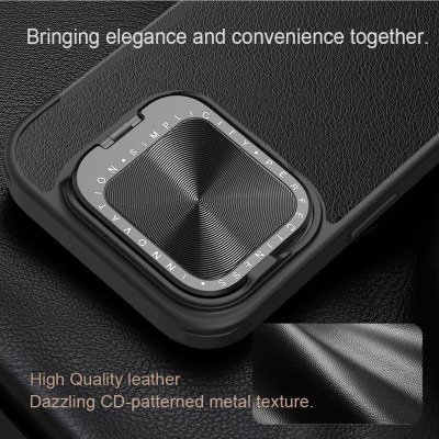 Ốp Lưng Bao Da Gập Nillkin Qin Prop Leather Chống Sốc Cho iPhone 16 Pro Max Đựng Thẻ, Nắp Đậy Bảo Vệ Camera Kiêm Giá Đỡ - Hàng chính hãng