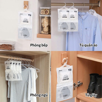 COMBO 4 Túi  hút ẩm chống mốc dạng treo dùng cho tủ quần áo tủ giầy giúp hút ẩm quần áo tránh bị ẩm mốc
