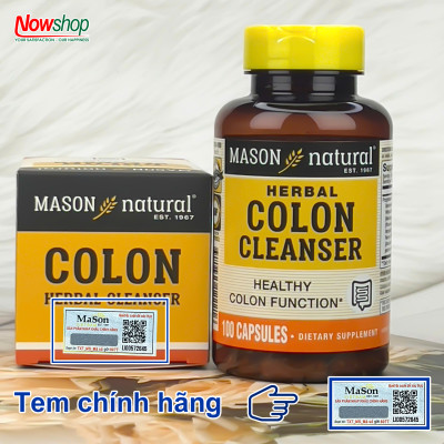 Colon Cleanser Mason Natural Hộp 100 viên làm sạch đại tràng giảm đầy hơi tiêu hóa khỏe ngừa táo bón