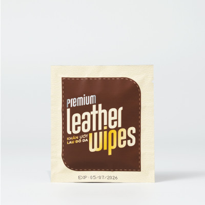 Hộp 20 gói khăn giấy ướt vệ sinh dưỡng bóng giày da, đồ da Leather Wipes Travel Size Premium gói 1 tờ làm sáng giày ngay lập tức
