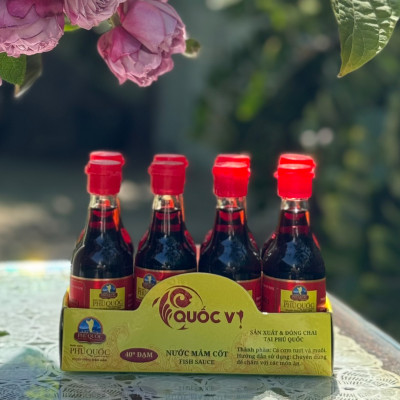 Set 2 Chai Nước Mắm Cốt Phú Quốc - Quốc Vị Độ Đạm 40N Chai Thủy Tinh 60ml Cá Cơm