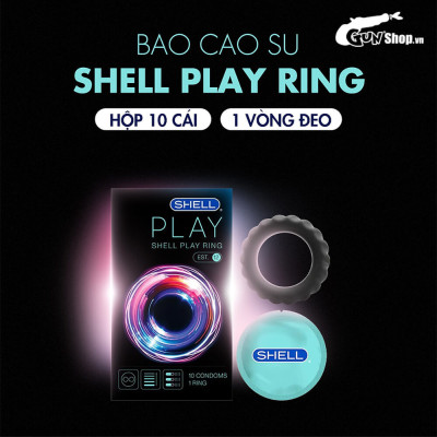 Bao cao su Shell Play Ring 6 tính năng - Hộp 10 cái + 1 Play Box Ring