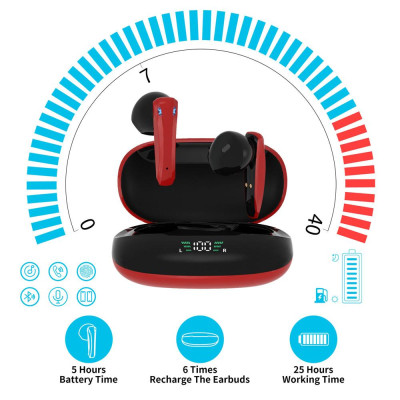 CINCATDY Tai Nghe Bluetooth True Wireless Headset Dock Sạc có Led Báo Pin Kép F600 - Hàng Nhập Khẩu