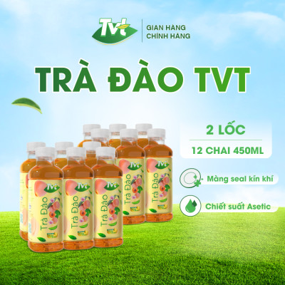 [Combo 12 chai 450ml] Trà Đào TVT tinh chất trà xanh, trà đen, chống oxy hóa, thanh nhiệt giải phóng độc tố cơ thể