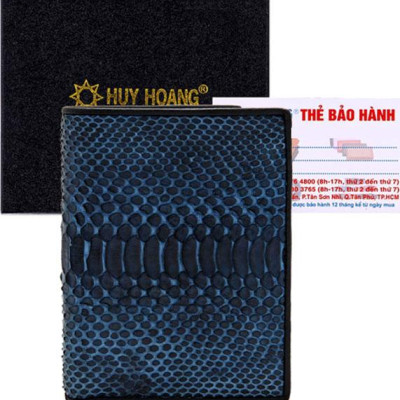 Ví Nam Da Trăn Kiểu Đứng Huy Hoàng HT2310 (12.5 x 10 cm) - Xanh Đậm