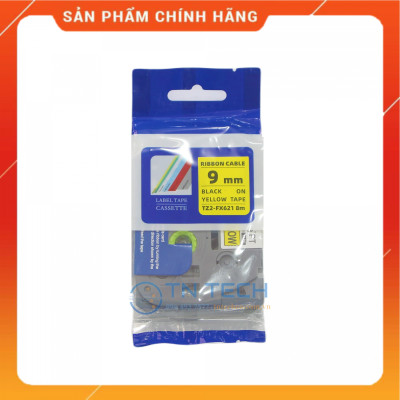 Nhãn In Tz2-FX621 - Đen nền vàng 9mm x 8m - Dùng cho máy in BROTHER - AIMO - PUTY [Hàng Nhập Khẩu]