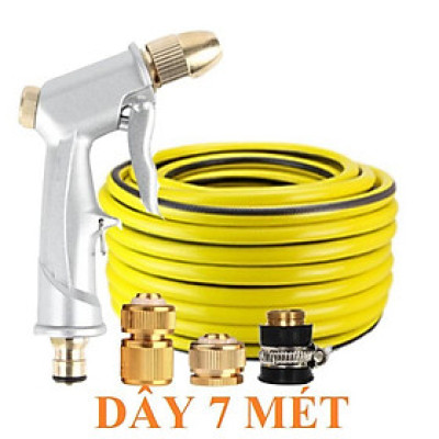  Bộ dây vòi xịt nước rửa xe, tưới cây . tăng áp 3 lần, loại 7m, 10m 206701 đầu đồng,cút đồng, + tặng đai