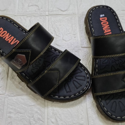 DÉP 02 QUAI NGANG DA BÒ 100% DA BÒ TỰ NHIÊN, ĐẾ CAO SU CHỐNG TRƠN, ĐI ÊM CHÂN