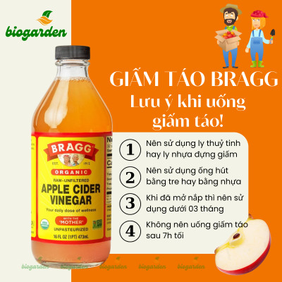Combo 2 chai giấm táo BRAGG Hữu cơ Nhập khẩu USA chai 473ml siêu tiết kiệm