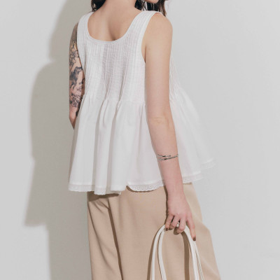 DOTTIE - Áo kiểu chiết ly - Trắng - T1130