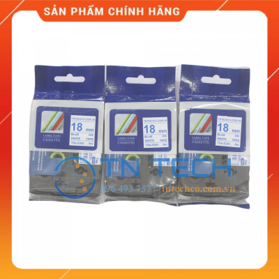 Nhãn In TNE-S243 - Xanh dương nền trắng 18mm x 8m - Dùng cho máy in BROTHER - AIMO - PUTY [Hàng nhập khẩu]