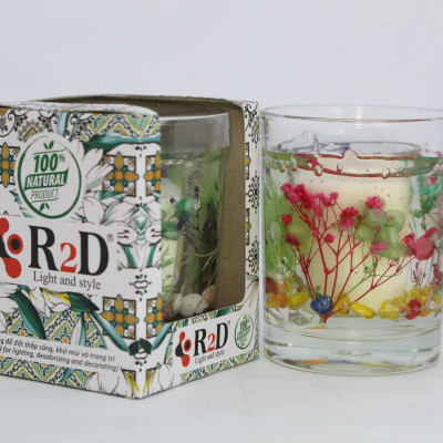 Nến Thơm Trang Trí Hoa Khô Gel Hương Hoa Hồng Chính Hãng R2D Nến Decor
