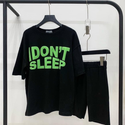 Đồ Bộ Nữ Mặc Nhà, Set Bộ Tay Ngắn Quần Lửng Họa Tiết In Chữ Sắc Nét Chất Thun Mềm Dễ Thương Mặc Nhà Thoải Mái