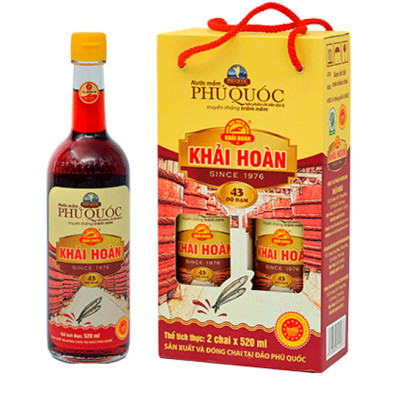 Nước mắm Khải Hoàn Phú Quốc 40-43 độ đạm Xách 2 chai thủy tinh 520ml