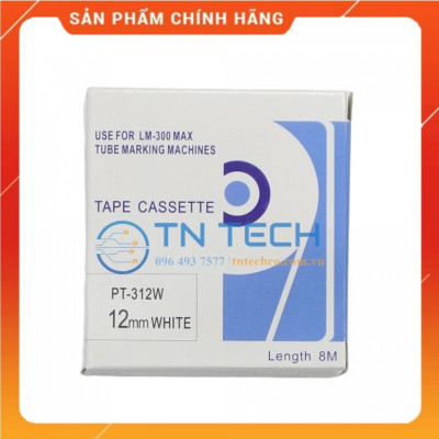 Nhãn in MAX PT-312W - Chữ đen nền trắng 12MM x 8M - Dùng cho máy in ống MAX [Hàng nhập khẩu]