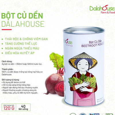 Bột củ dền hữu cơ nguyên chất sấy lạnh Dalahouse - Thúc đẩy sức khỏe tim mạch, hỗ trợ giải độc gan, tăng cường thể lực
