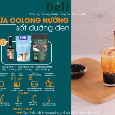 Combo Bột Sữa Cao Cấp 1kg+Trà Olong Nướng 500gr+ siro đường đen Déli 1lit [nguyên liệu pha chế trà sữa Olong sốt đường đen] HSD: 12 tháng