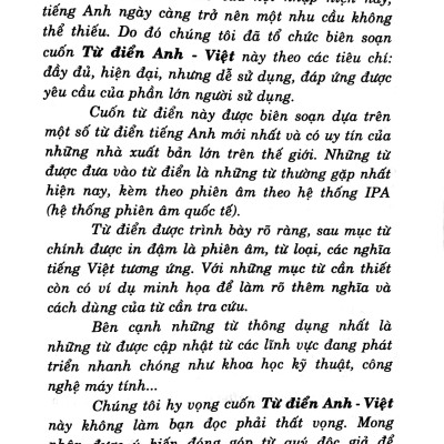 Từ Điển Anh-Việt 75.000 Mục Từ Và Định Nghĩa - Bìa Cứng