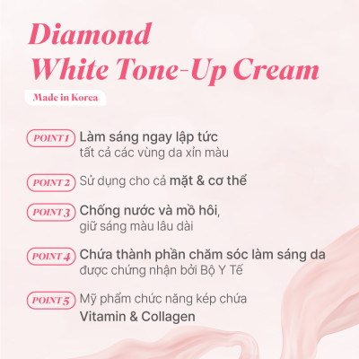 [COMBO 5 tuýp] Kem nâng tông trắng da Diamond Luxism 200ml – làm trắng da mặt & body tone-up cream