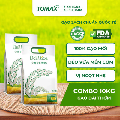 Combo 2 túi 5kg gạo Đài Thơm tơi xốp, dẻo cơm, thơm dịu - TOMAX