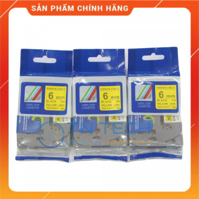 Nhãn In Tz2-FX611 - Đen nền vàng 6mm x 8m - Dùng cho máy in BROTHER - AIMO - PUTY [Hàng Nhập Khẩu]