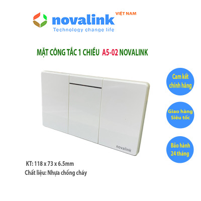 Mặt 1-2-3-4 công tắc điện tràn viền Novalink chính hãng, mặt nhựa chống cháy, lõi đồng dày 0.7mm. Bảo hành 24 tháng
