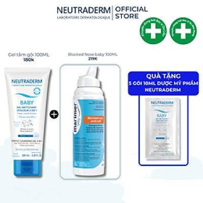 Combo Gel tắm 3in1 Neutraderm + Nước biển sâu Marimer Baby Blocked