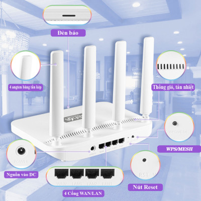 Bộ phát wifi6 tốc độ cao WR1800K, router wifi6 băng tần kép mesh tốc độ cao lên đến AX1800 Mbps khả năng xuyên mạnh mẽ - Hàng chính hãng/ Hàng nhập khẩu