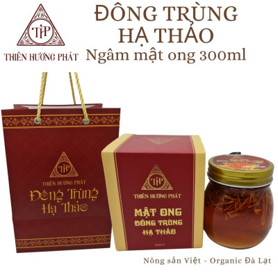 Mật ong Đông Trùng Hạ Thảo thượng hạng (hũ thuỷ tinh cao cấp 300 ml) - Thiên Hương Phát Đà Lạt