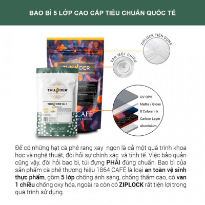Cà Phê Bột Thunder No.3 Gu Việt Pha Phin/Pha Máy – 1864 CAFÉ trọng lượng tịnh 454g